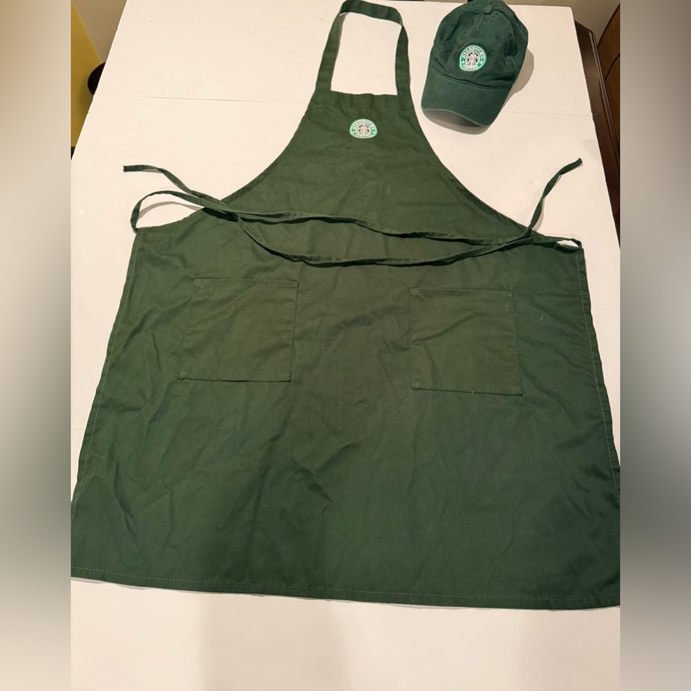 Starbucks Dark Green Apron with Logo Barista Costume. Unisex.